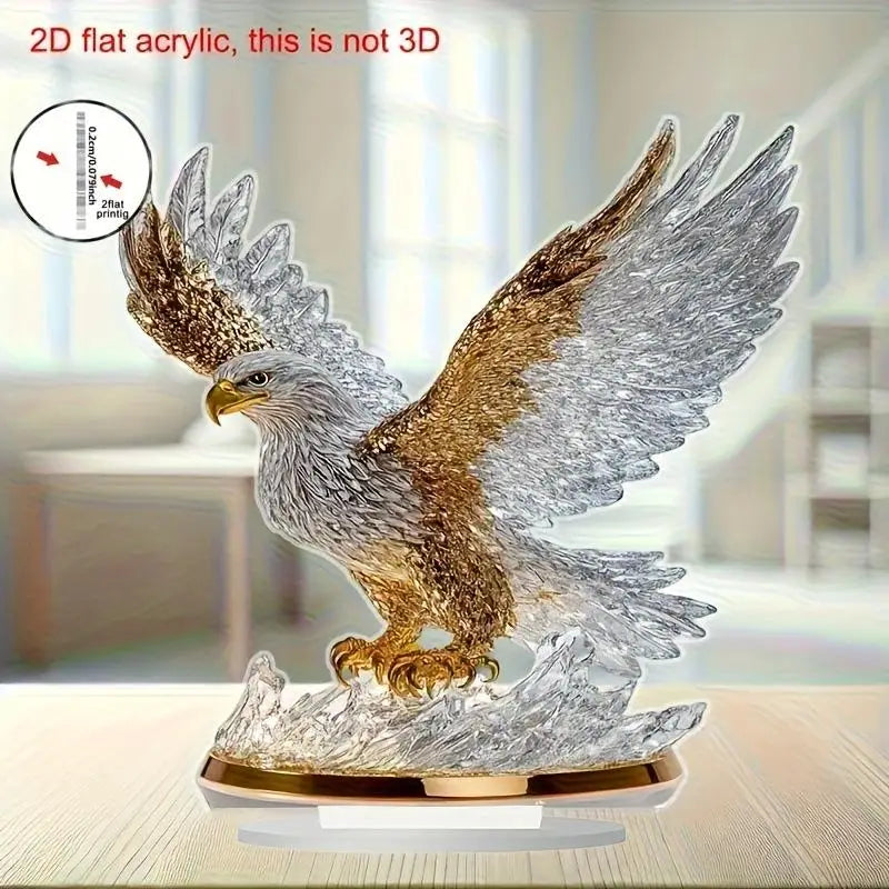 Flapping Eagle 2D Table Decoration Modern Animal Vase Figurine Acrylic Flat Ornament For Home Christmas And Halloween Gifts