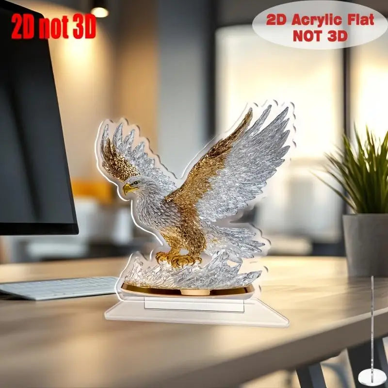 Flapping Eagle 2D Table Decoration Modern Animal Vase Figurine Acrylic Flat Ornament For Home Christmas And Halloween Gifts