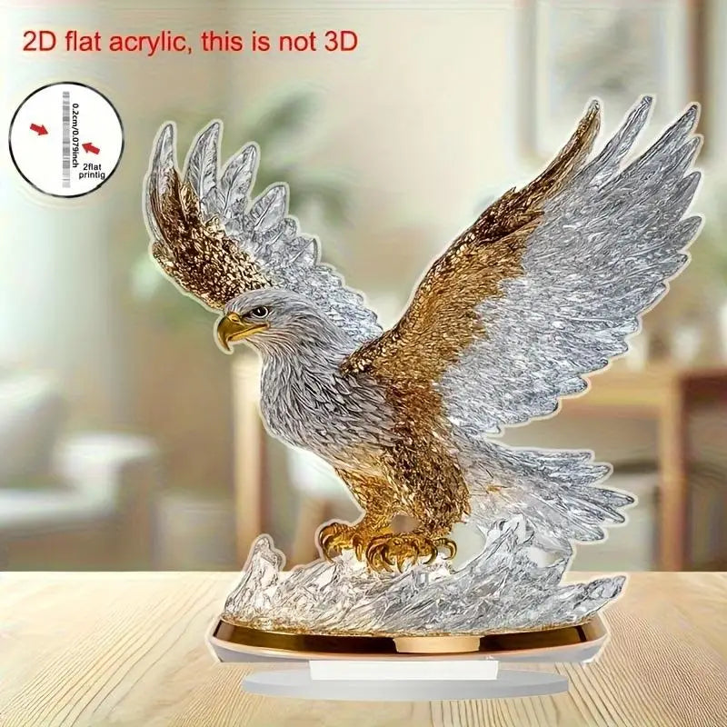 Flapping Eagle 2D Table Decoration Modern Animal Vase Figurine Acrylic Flat Ornament For Home Christmas And Halloween Gifts