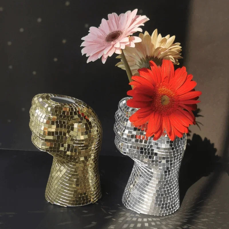 Creative Disco Ball Vase Body Shaped Flower Planter Pot Tabletop Sculpture Table Centerpiece Home Decor Unique Housewarming Gift