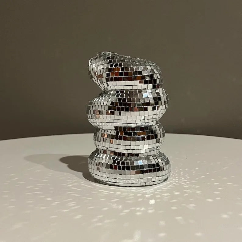 Small Sliver Disco Ball Vase Flower Planter Pot Table Decor Sculpture Table Centerpiece Home Decor Unique Housewarming Gift